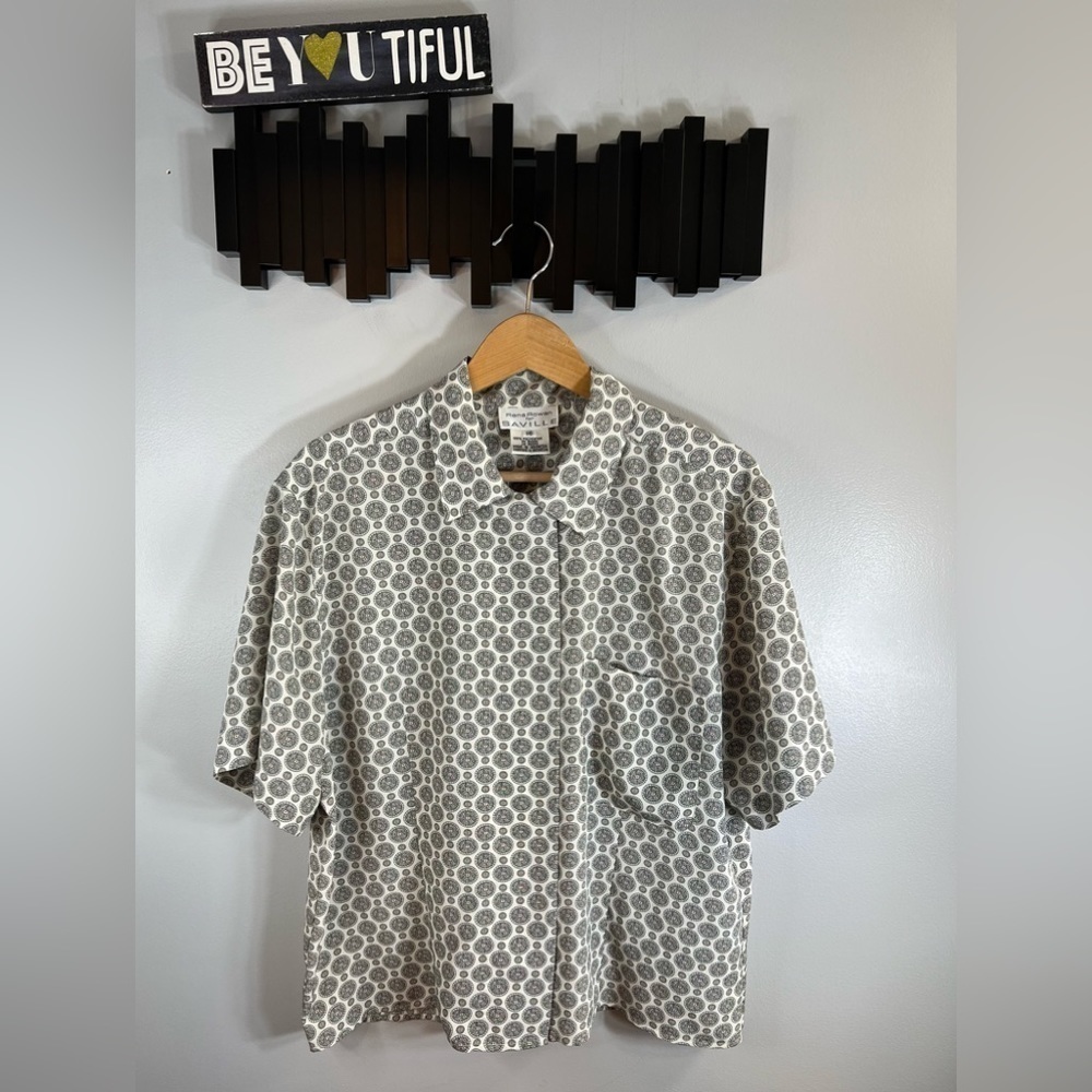RENA Rowan for Saville Geometric Short Sleeve Shirt Hidden Buttons Size 16